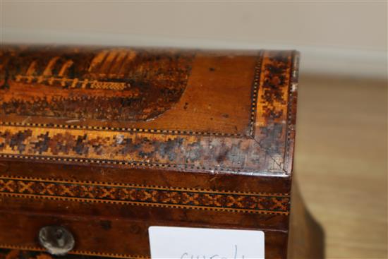 A Victorian Tunbridgeware domed box length 25.5cm